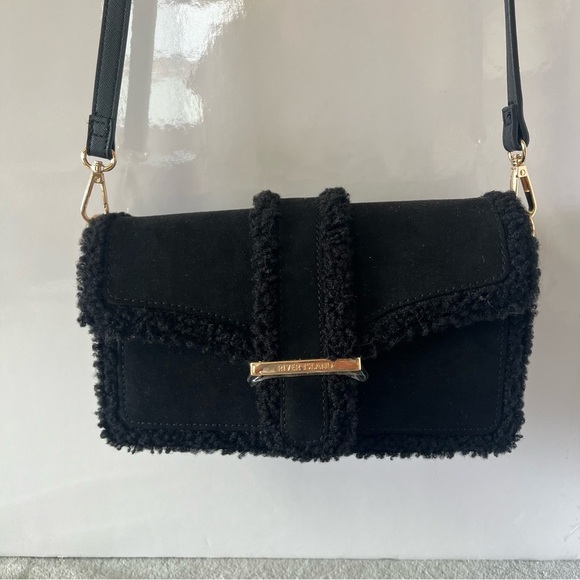 NWOT River Island Black Borg Trim Satchel Bag - Picture 2 of 11